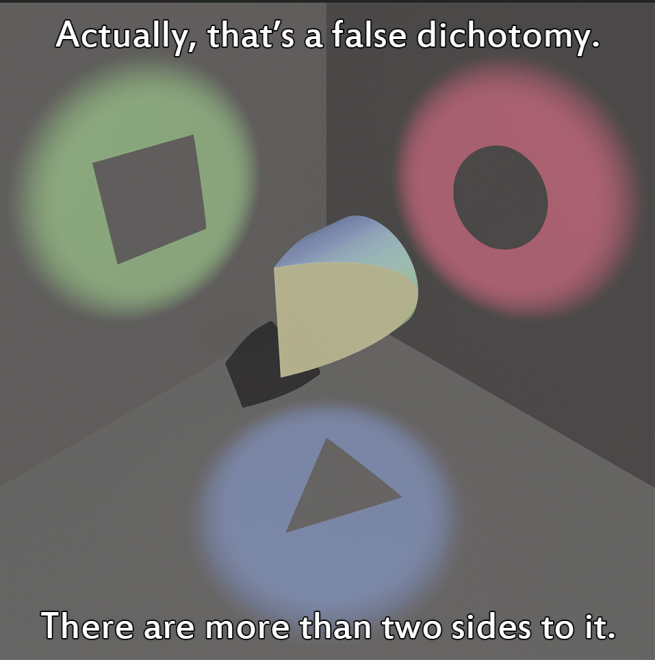 figura que proyecta diferentes sombras en la pared